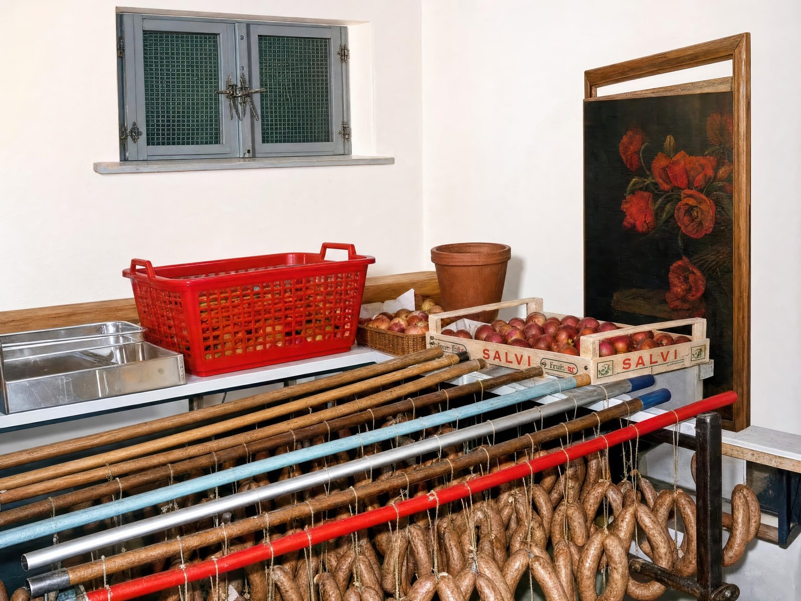 Wüste im Keller zum Reifen und Obst als Vorrat, Äpfel